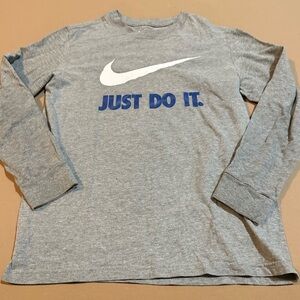 Nike Gray Long Sleeve Tee with White Swoosh​